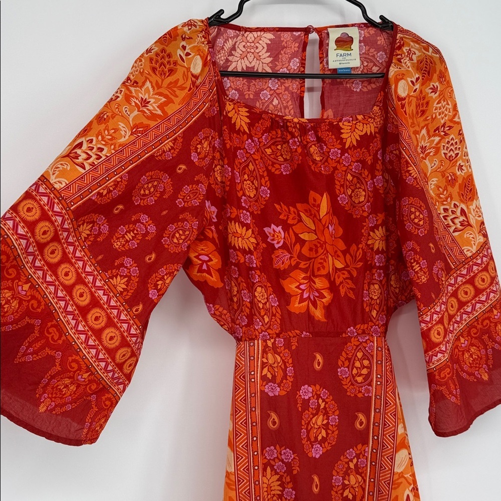 FARM Rio Anthropologie Combuco Cutout Maxi Dress Red Size L - Picture 4 of 13